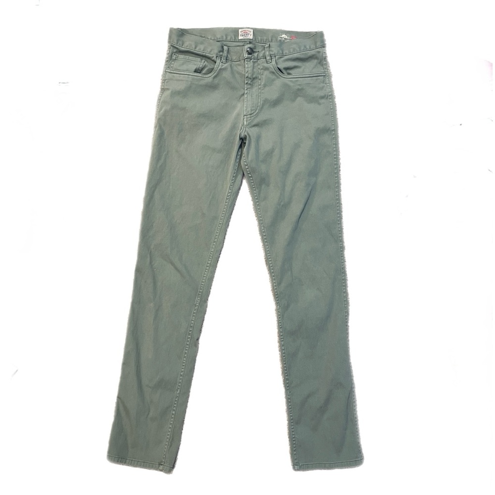 Faherty Mens Comfort Twill 5 Pocket Chinos Pants Green Office Preppy Comfy 30x32